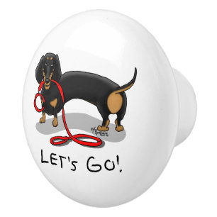 Då kör vi! Dachshund Hund (svart och brun) Lustigt Knopp