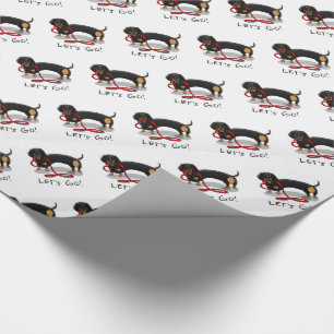 Då kör vi! Dachshund Hund (svart och brun) Lustigt Presentpapper