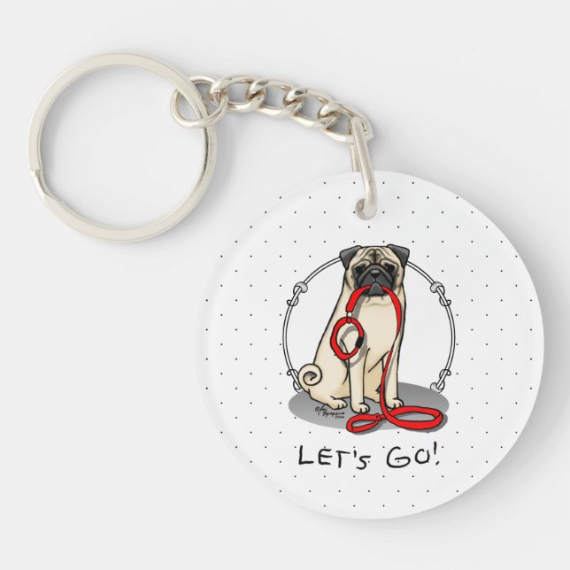 Då kör vi! (promenad) Pug Hund (lätt fawn) (Framsidan)