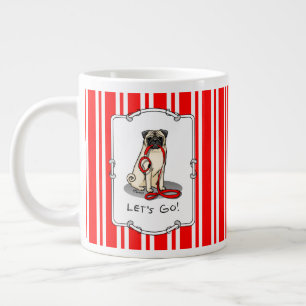 Då kör vi! (promenad) Pug Hund (lätt fawn) Jumbo Mugg