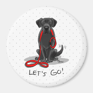 Då kör vi! Svart lab Labrador Retriever Cute Magnet