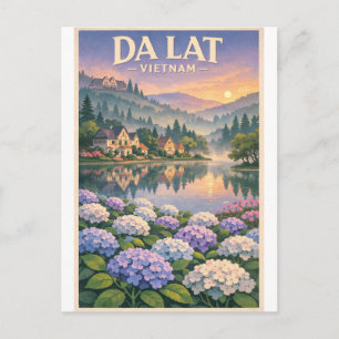 Da Lat-staden, Vietnam, i en klassisk retro stil Vykort