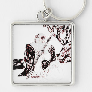 Da Mo Keychain Fyrkantig Silverfärgad Nyckelring