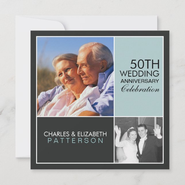 Då Modernt Block Festligt Anniversärinbjudande Inbjudningar (Framsida)