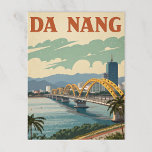 Da Nang Dragon Bridge i Stylized Art Vykort<br><div class="desc">Golden Dragon Bridge och modern skylin i den lysande reflexformen.</div>