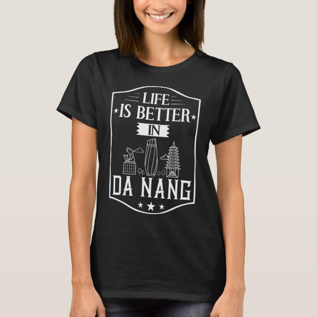 Da Nang Vietnam City Skyline Karta Travel T Shirt (Framsida)