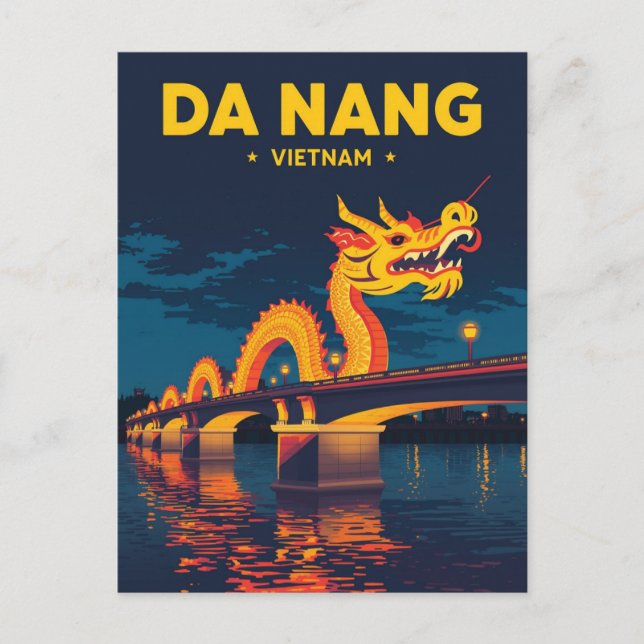 Da Nang Vietnam Drakbron | Vintage Resa Vykort (Framsida)