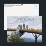 Da Nang, Vietnam Travel Postcard Vykort<br><div class="desc">Send this beautiful postcard to your loved ones featuring a stone hand cradles the golden walkway of the Golden Bridge as it stretches across the misty hills of Da Nang.</div>