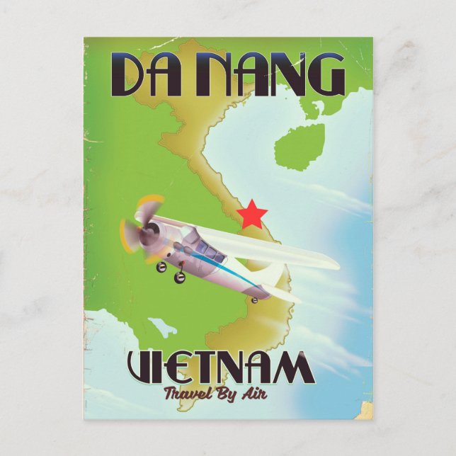 Da Nang Vietnam vintage resemaffisch Vykort (Framsida)