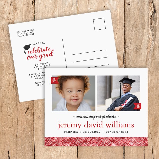 Då och nu 2 Foto Examen Fest Inbjudan (Skapare uppladdad)