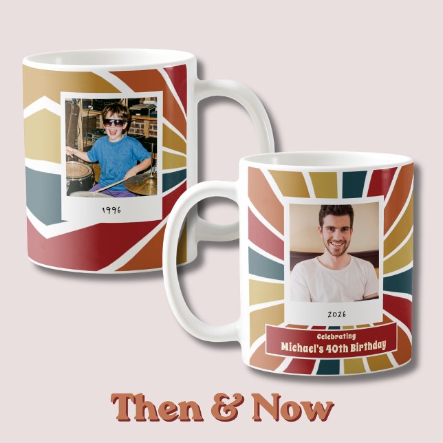 Då och Nu 40-års Födelsedagsfoto Kaffemug Kaffemugg (Skapare uppladdad)