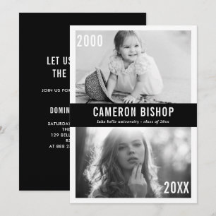 Då och Nu Foto Examen Fest Inbjudan