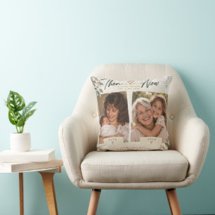 Då och Nu Mormor-Barnbarn Foto-souvenir Kudde