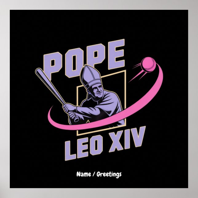 Da påve Leo XIV Baseball Design Faith Möts Fält Poster (Framsidan)