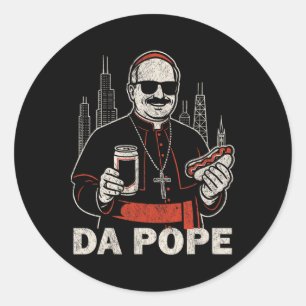 Da Pope from America Chicago Pope Leo Xiv Funny VI Runt Klistermärke