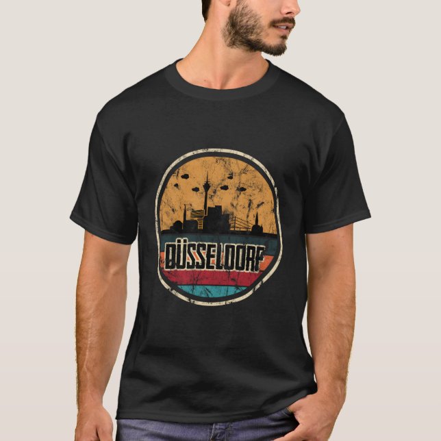 Dã ¼ Sseldorf Skyline Silhoutte T Shirt (Framsida)