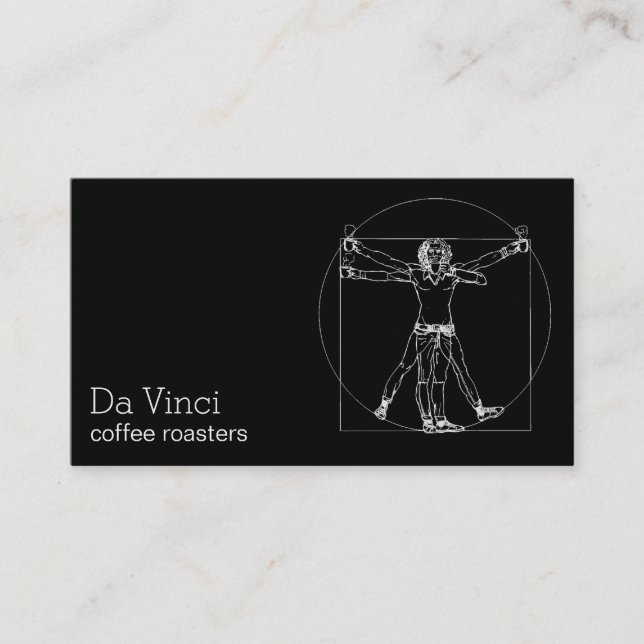 Da Vinci coffee roasters minimal vitruvian man Visitkort (Framsida)