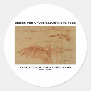 Da Vinci design för en flygmaskin Runt Klistermärke