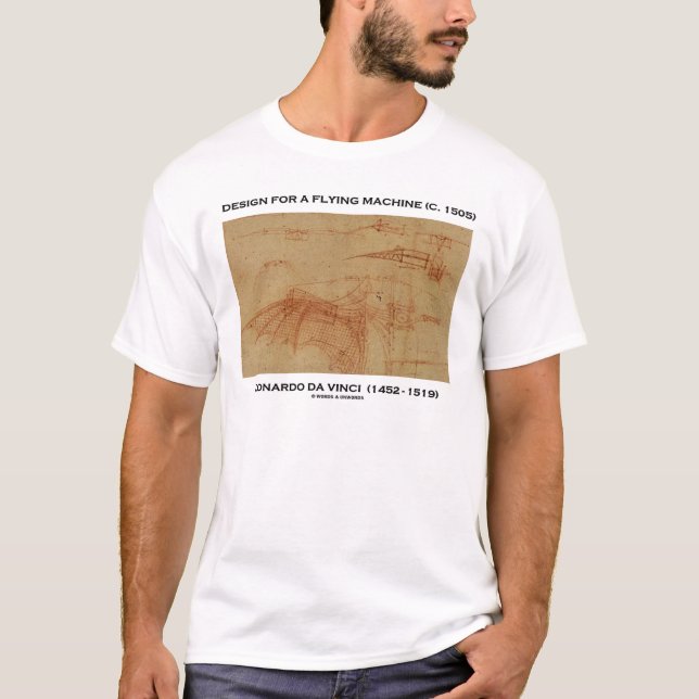 Da Vinci design för en flygmaskin T-shirt (Framsida)