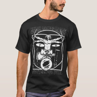 DA VINCI DRUMMER - VITRUVIAN MAN SPELAR DRUMS T SHIRT