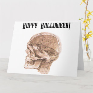 Da Vinci Halloween Science Anatomy Skull Skriv ut Kort