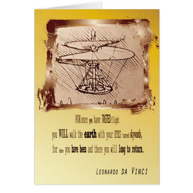 Da Vinci Helicopter 🚁 ✨ Speciell budget Hälsningskort (Framsidan)