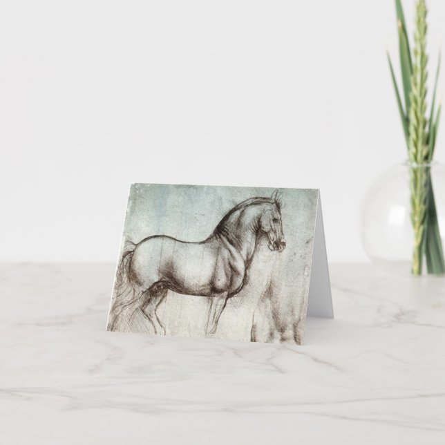 Da Vinci Horse Study Renaissance Sketch Fine Art Kort (Framsida)