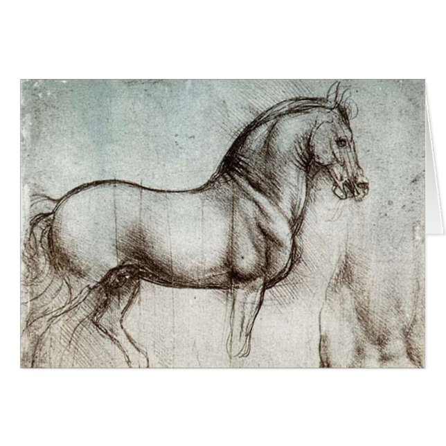 Da Vinci Horse Study Renaissance Sketch Fine Art OBS Kort (Framsidan Horizontal)