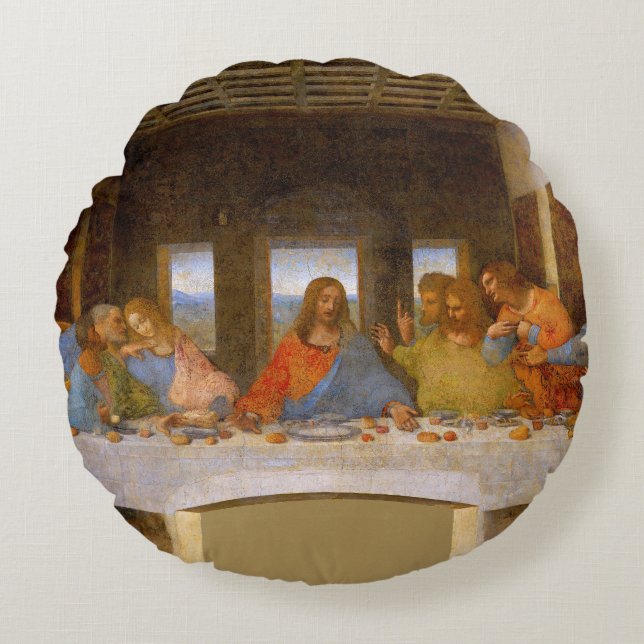 Da Vinci Last Supper Fine Art Classic Rund Kudde (Framsidan)