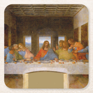 Da Vinci Last Supper Fine Art Classic Underlägg Papper Kvadrat