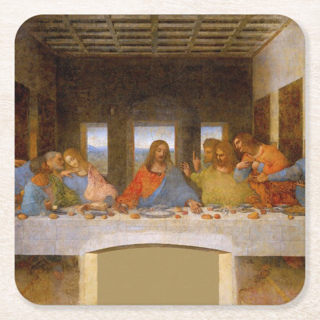 Da Vinci Last Supper Fine Art Classic Underlägg Papper Kvadrat (Framsidan)