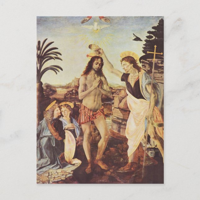 Da Vinci Leonardo - Kristi baptism Vykort (Framsida)