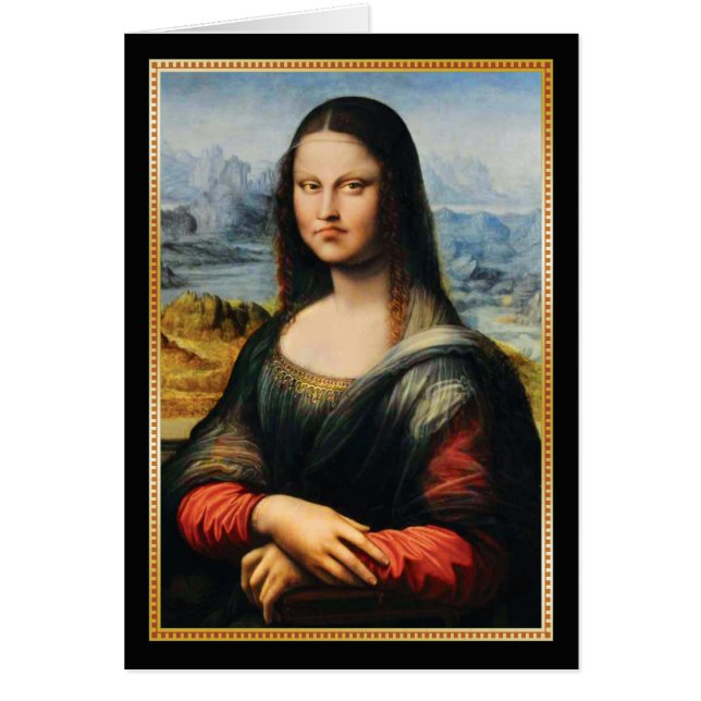 Da Vinci Mona Lisa Grumpy ansikte Hälsningskort (Framsidan)