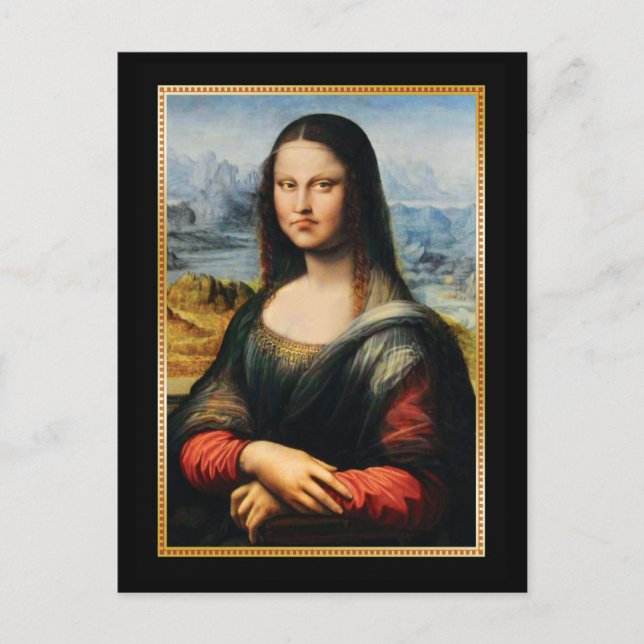 Da Vinci Mona Lisa Grumpy Ansikte Vykort (Framsida)