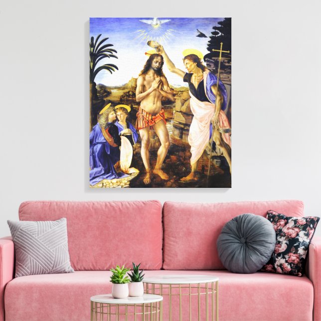 Da Vinci The Baptism of Jesus Fine Art Classic Canvastryck (Insitu (Vardagsrum))