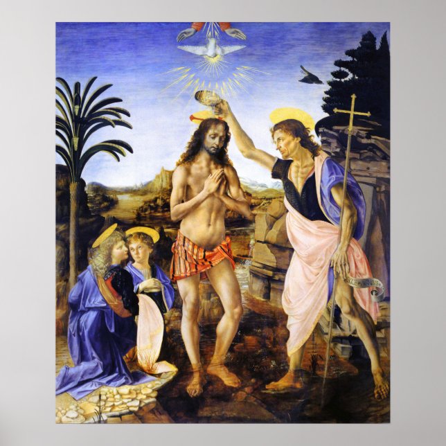 Da Vinci The Baptism of Jesus Fine Art Classic Poster (Framsidan)