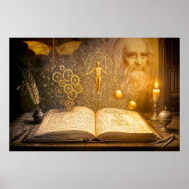 Da Vinci-uppfinningar från gammal sketchbook Poster