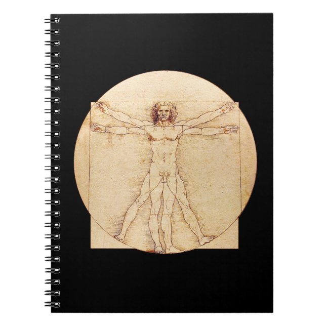 Da Vinci Vitruvian Man Anteckningsbok Med Spiral (Framsidan)