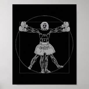 Da Vinci Vitruvian Man Muay Thai Mma Gatufighting Poster