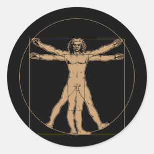 Da Vinci Vitruvian Man Sticker Runt Klistermärke