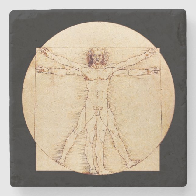 Da Vinci Vitruvian Man Underlägg Sten (Framsidan)