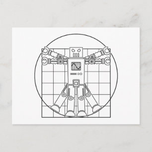 Da Vinci Vitruvian Robot Postcard Vykort