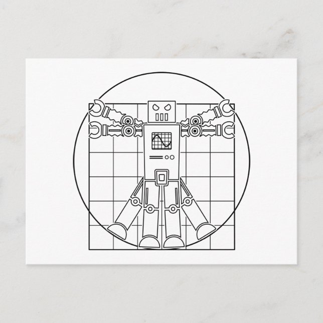 Da Vinci Vitruvian Robot Postcard Vykort (Framsida)