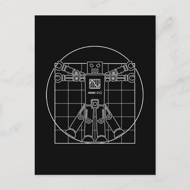 Da Vinci Vitruvian Robot Vykort (Framsida)