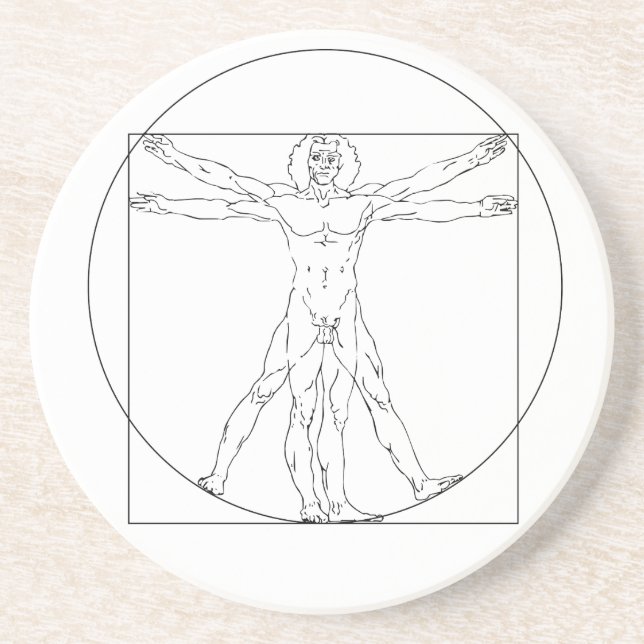 Da Vinci's Vitruvian Man Underlägg Sandsten (Framsidan)