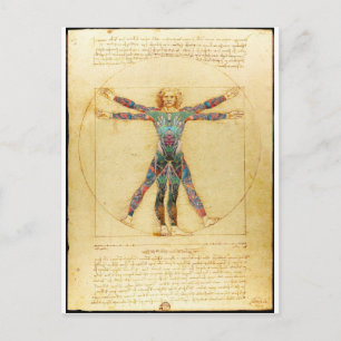 Da Vincis Vitruvianske man med tatueringar Vykort