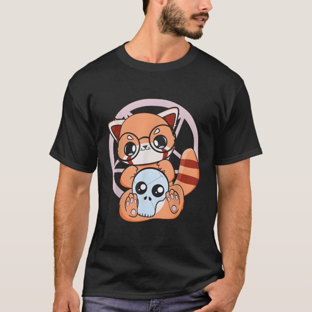 DãA De Los Muertos Red Panda Mexiko Pajama Pastel T Shirt (Framsida)