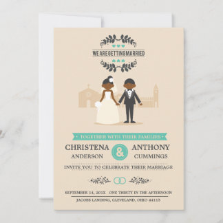DAA (tecknad Couple Wedding bjudation) Inbjudningar