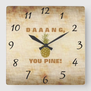 Daaang You Gräs Wall Clock Fyrkantig Klocka