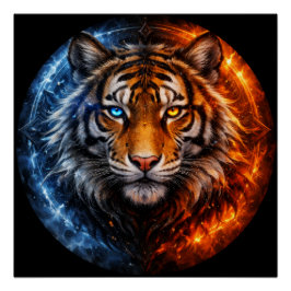 Daagwear – Duality Tiger | Fire & Ice Spirit Perfect Poster